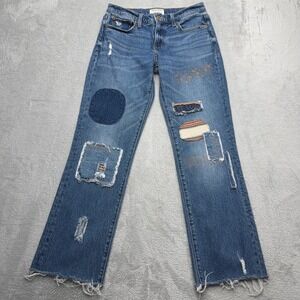 Lucky Brand Yellowstone Jeans Womens 2 Blue Easy Rider Mid Rise Boot Patchwork